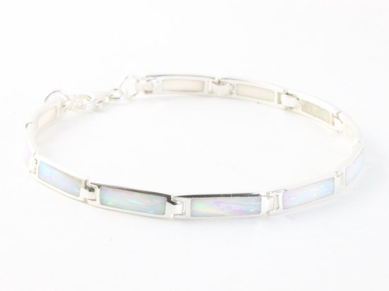 Fijne hoogglans zilveren armband met welo opaal afbeelding 2