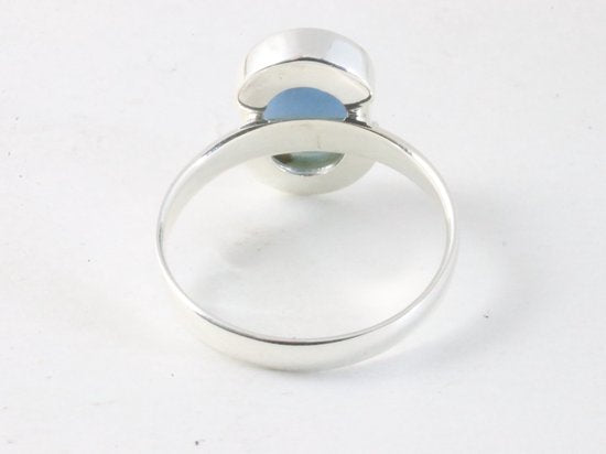 Hoogglans zilveren ring met blauwe agaat afbeelding 3