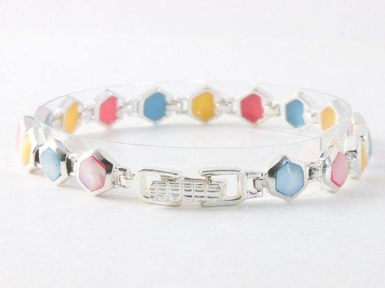 Zilveren armband met veelkleurige schelp afbeelding 3