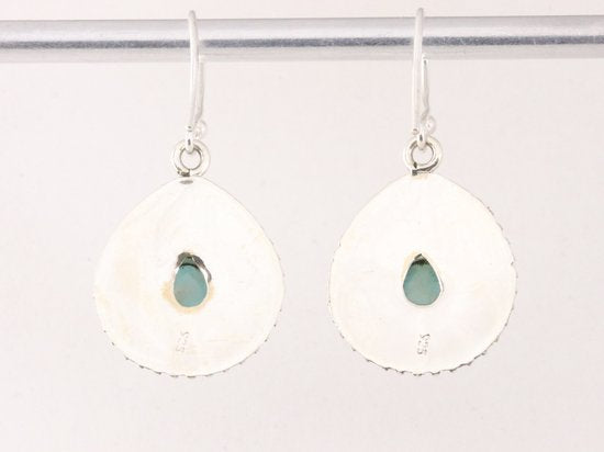 Traditionele bewerkte zilveren oorbellen met aquamarijn afbeelding 3