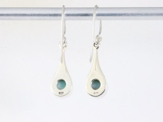 Fijne bewerkte zilveren oorbellen met larimar afbeelding 2
