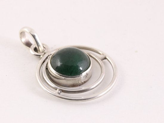 Ronde opengewerkte zilveren hanger met jade afbeelding 2