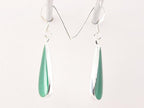 Lange druppelvormige zilveren oorbellen met groene agaat afbeelding 2