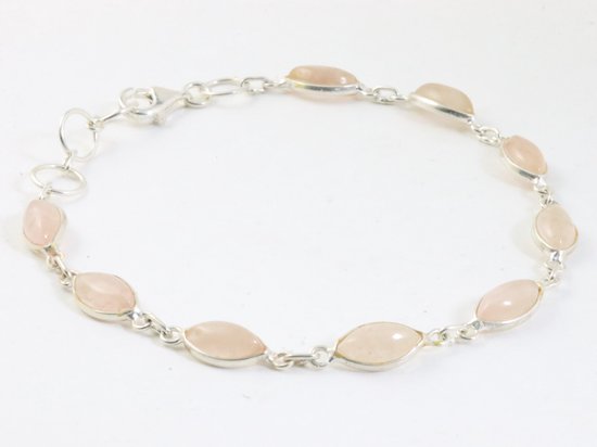 Fijne zilveren armband met rozenkwarts afbeelding 2
