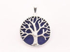 Ronde zilveren hanger met levensboom op lapis lazuli afbeelding 4