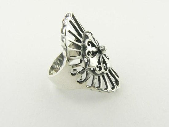 Opengewerkte zware zilveren ring afbeelding 6