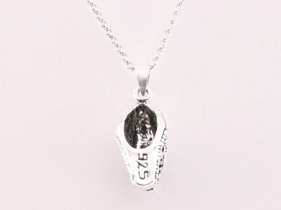 Zilveren drakenkop hanger aan jasseron ketting afbeelding 3