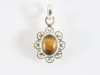 Fijne opengewerkte zilveren hanger met tijgeroog afbeelding 3