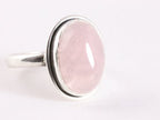 Ovale zilveren ring met rozenkwarts afbeelding 1