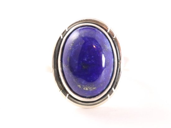 Ovale zilveren ring met lapis lazuli afbeelding 4