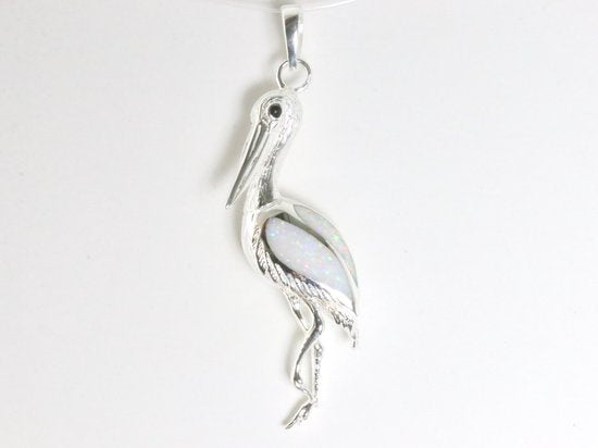 Zilveren kraanvogel hanger met welo opaal afbeelding 4