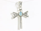 Zilveren libelle hanger met blauwe chalcedoon afbeelding 4