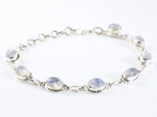 Zilveren armband met regenboog maansteen afbeelding 2