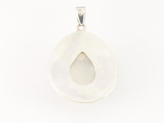 Bewerkte zilveren hanger met gefacetteerde regenboog maansteen afbeelding 2