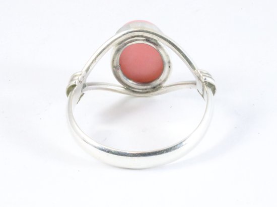 Opengewerkte zilveren ring met roze opaal afbeelding 3