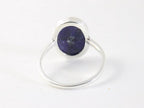 Ovale hoogglans zilveren ring met blauwe saffier afbeelding 3