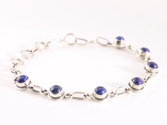 Fijne zilveren armband met lapis lazuli afbeelding 2