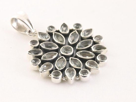 Grote zilveren hanger met groene amethist afbeelding 2