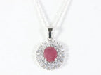 Zilveren hanger met robijn en witte topaas aan ketting afbeelding 4