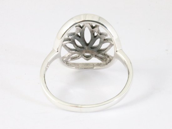 Ronde zilveren lotus bloem ring afbeelding 3