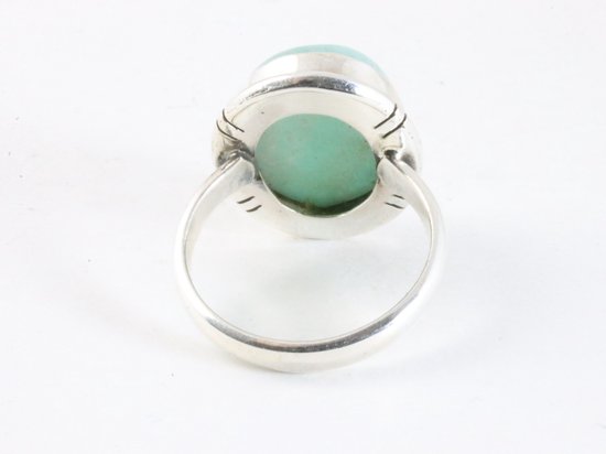 Ovale zilveren ring met groene amazoniet afbeelding 3