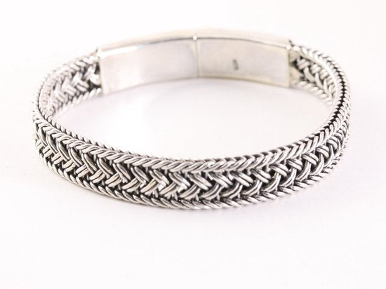 Gevlochten zilveren armband met kliksluiting afbeelding 3