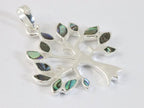 Grote zilveren levensboom hanger met abalone schelp afbeelding 2