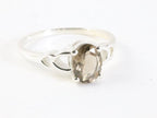 Fijne hoogglans ziveren ring met rookkwarts afbeelding 1