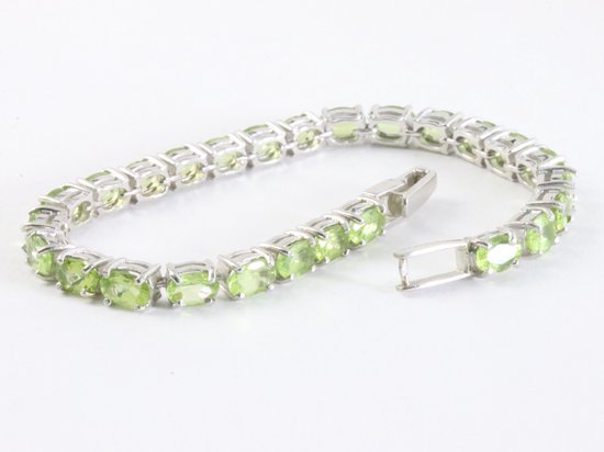 Zilveren tennisarmband met peridoot afbeelding 2