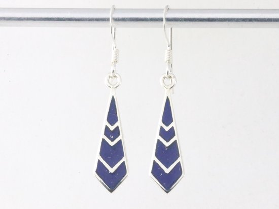 Fijne zilveren oorbellen met lapis lazuli afbeelding 4