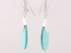 Grote druppelvormige zilveren oorbellen met groene turkoois afbeelding 2