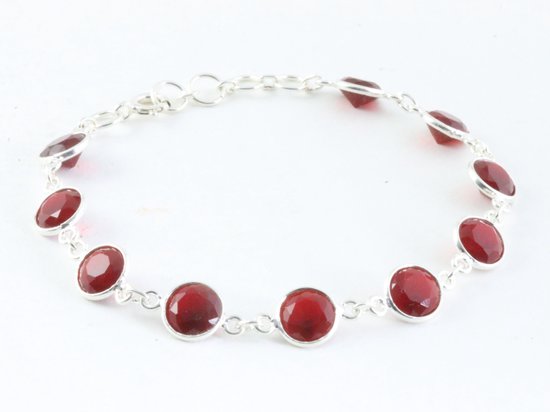 Fijne zilveren armband met robijn afbeelding 2