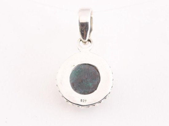 Fijne bewerkte ronde zilveren hanger met azuriet afbeelding 3