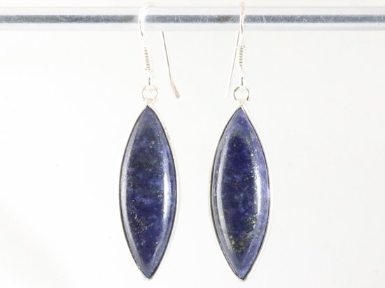 Lange zilveren oorbellen met lapis lazuli afbeelding 1