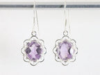 Fijne opengewerkte zilveren oorbellen met roze amethist afbeelding 3