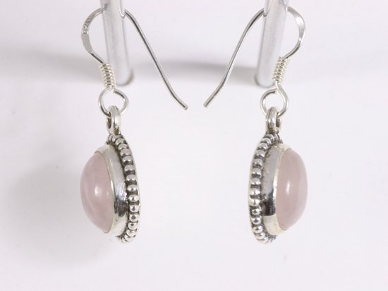 Bewerkte ovale zilveren oorbellen met aqua chalcedoon afbeelding 2