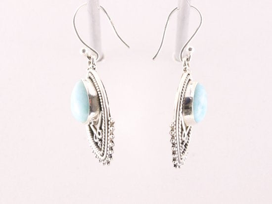 Bewerkte zilveren oorbellen met larimar afbeelding 2