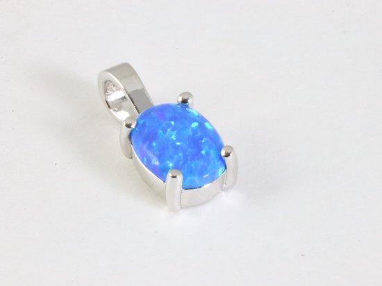 Fijne zilveren hanger met Australische opaal aan ketting afbeelding 2