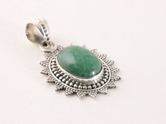 Bewerkte zilveren hanger met groene chrysocolla afbeelding 2