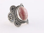 Bewerkte zilveren ring met rhodochrosiet afbeelding 1
