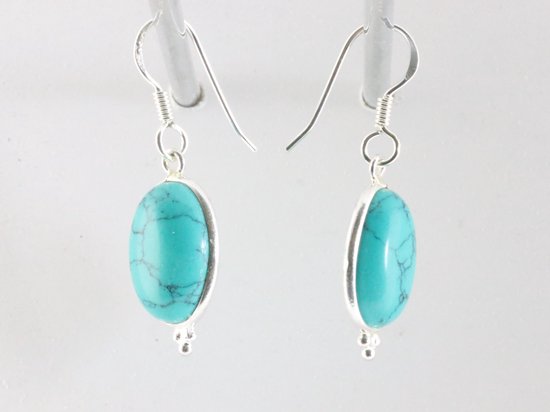 Fijne zilveren oorbellen met turkoois afbeelding 2
