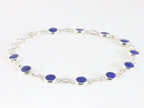 Fijne hoogglans zilveren armband met lapis lazuli afbeelding 2