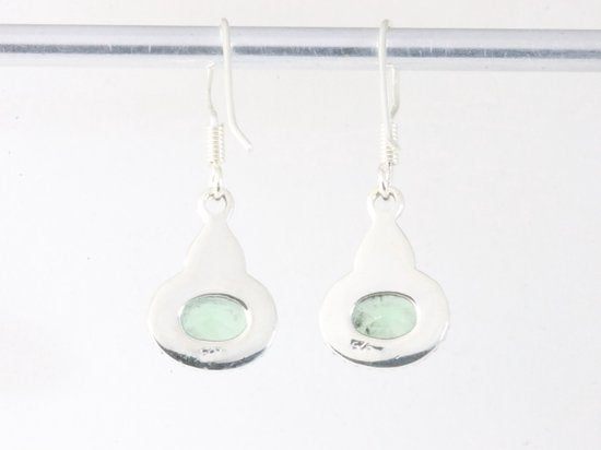 Fijne bewerkte zilveren oorbellen met groene amethist afbeelding 3