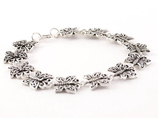 Zilveren armband met vlinders afbeelding 2