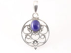 Ronde opengewerkte zilveren hanger met lapis lazuli afbeelding 4
