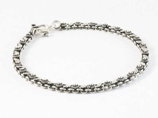 Fijne bewerkte zilveren schakelarmband afbeelding 2