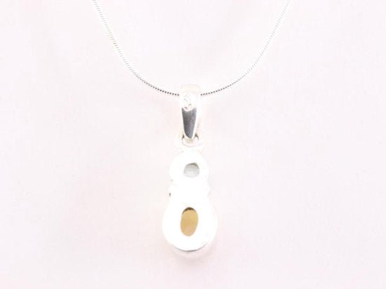 Fijne zilveren hanger met Ethiopische opaal en blauwe topaas aan ketting afbeelding 3