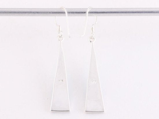 Lange driehoekige zilveren oorbellen met blauwe turkoois afbeelding 3