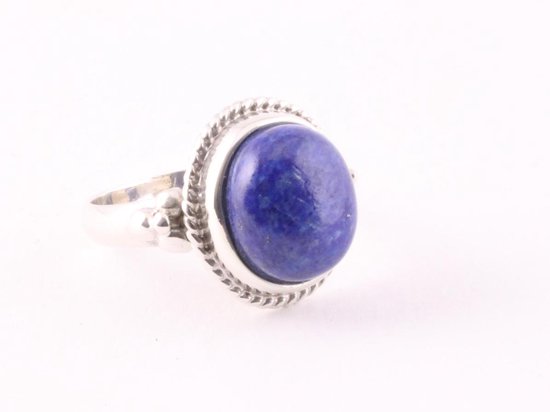 Bewerkte zilveren ring met lapis lazuli afbeelding 1