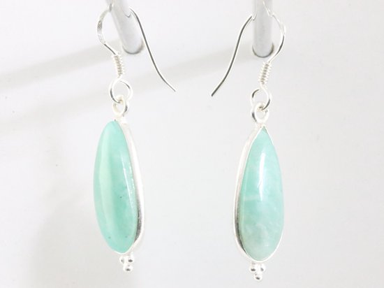 Druppelvormige zilveren oorbellen met groene amazoniet afbeelding 2
